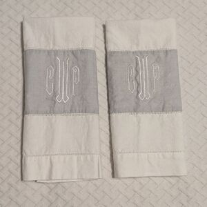 Embroidered Cloth Napkins Decorative Hand Towels Monogrammed Letters CWP White